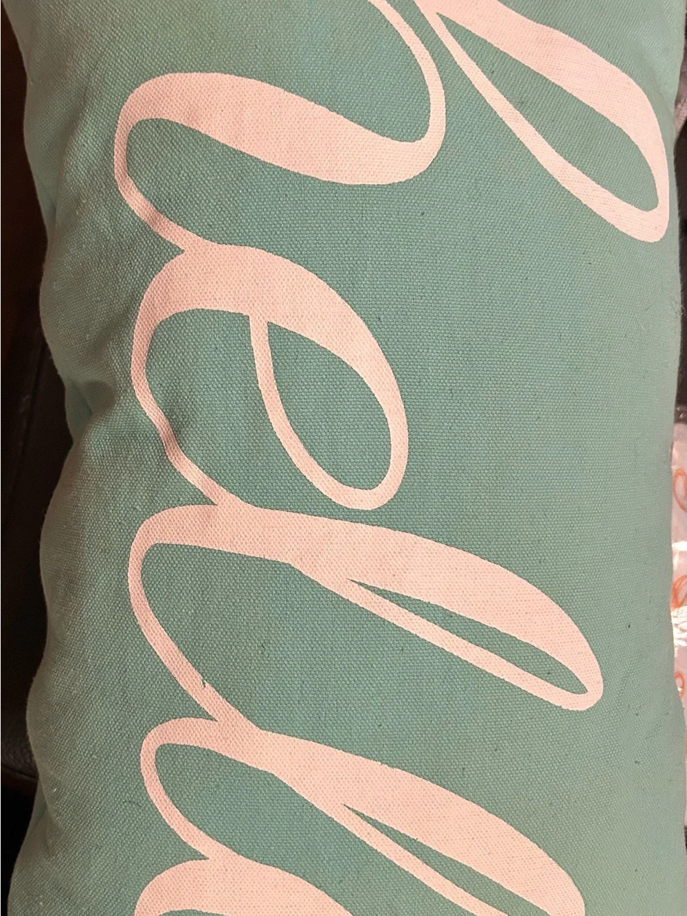 Decorative Teal and White Script Accent Pillow - Home Holiday